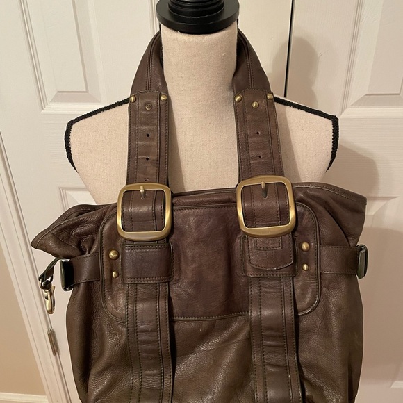 Sabina New York Dark Olive Green Genuine Leather Shoulder Handbag Purse EUC - Picture 3 of 15